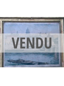 Peinture représentant deux Personnages assis sur les bord de Seines signé Fleurival