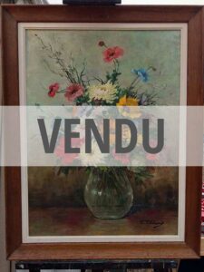 Vase de fleurs en verre – Portant la signature E. Thérond