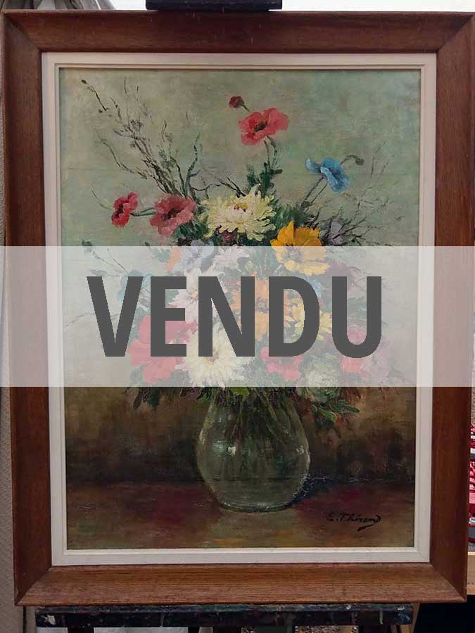 Vase de fleurs en verre – Portant la signature E. Thérond