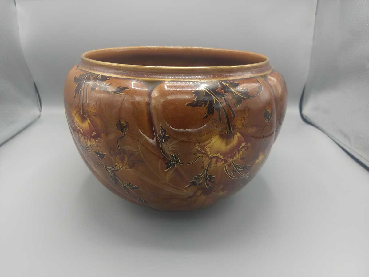 Superbe Cache Pot d' époque Art Nouveau en Faience de Luneville de la Célèbre Maison Keller et Guérin