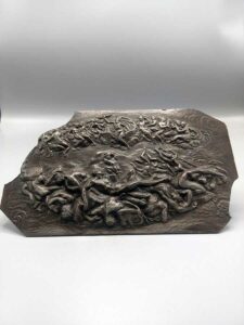 Fragment de Bas Relief en Etain Représentant l'Enfer et le Paradis